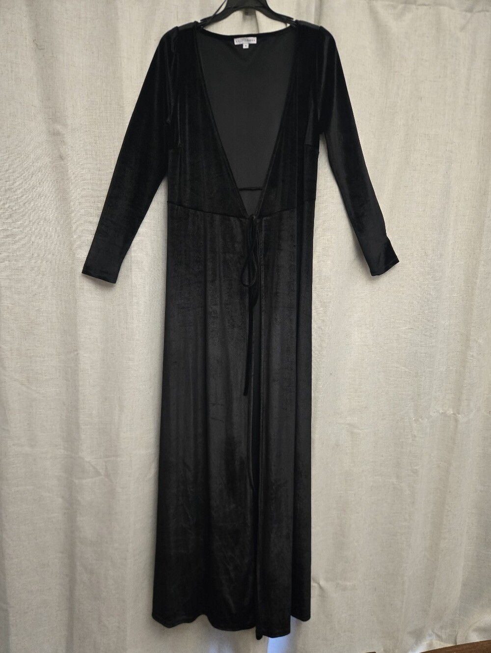 Baltic Born Black Velvet Maxi Duster Cardigan Small Floor Length Maxi